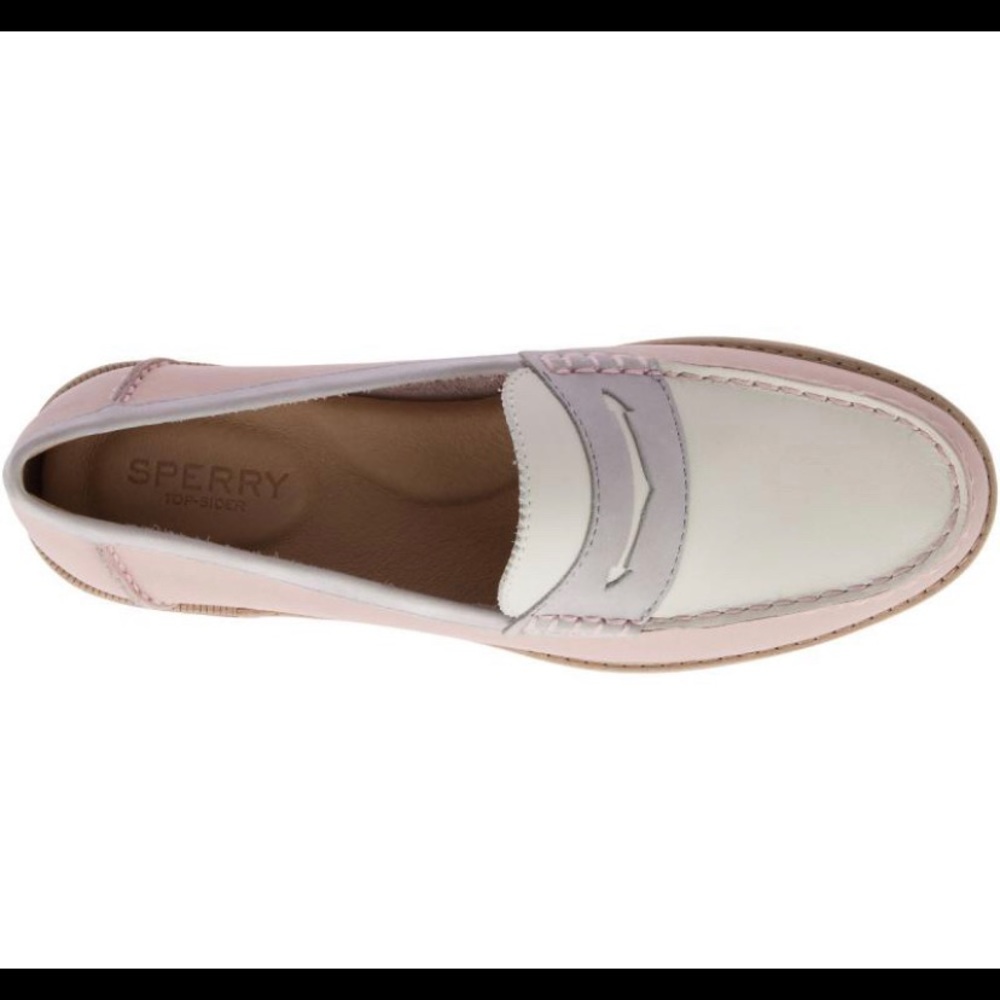 Womens Sperry Seaport Tri Tone Penny Loafer Pink Size 7.5